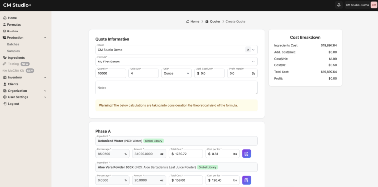 Utilizing CM Studio+ for Accurate Cost Calculation